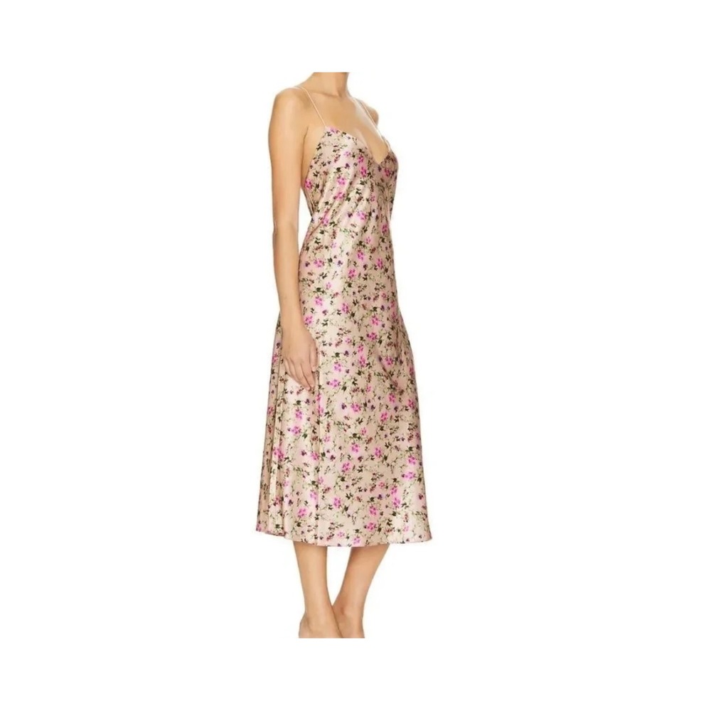 CAMI NYC Myla Midi Dress Medium Spring Geranium Pink Floral Strappy Backless